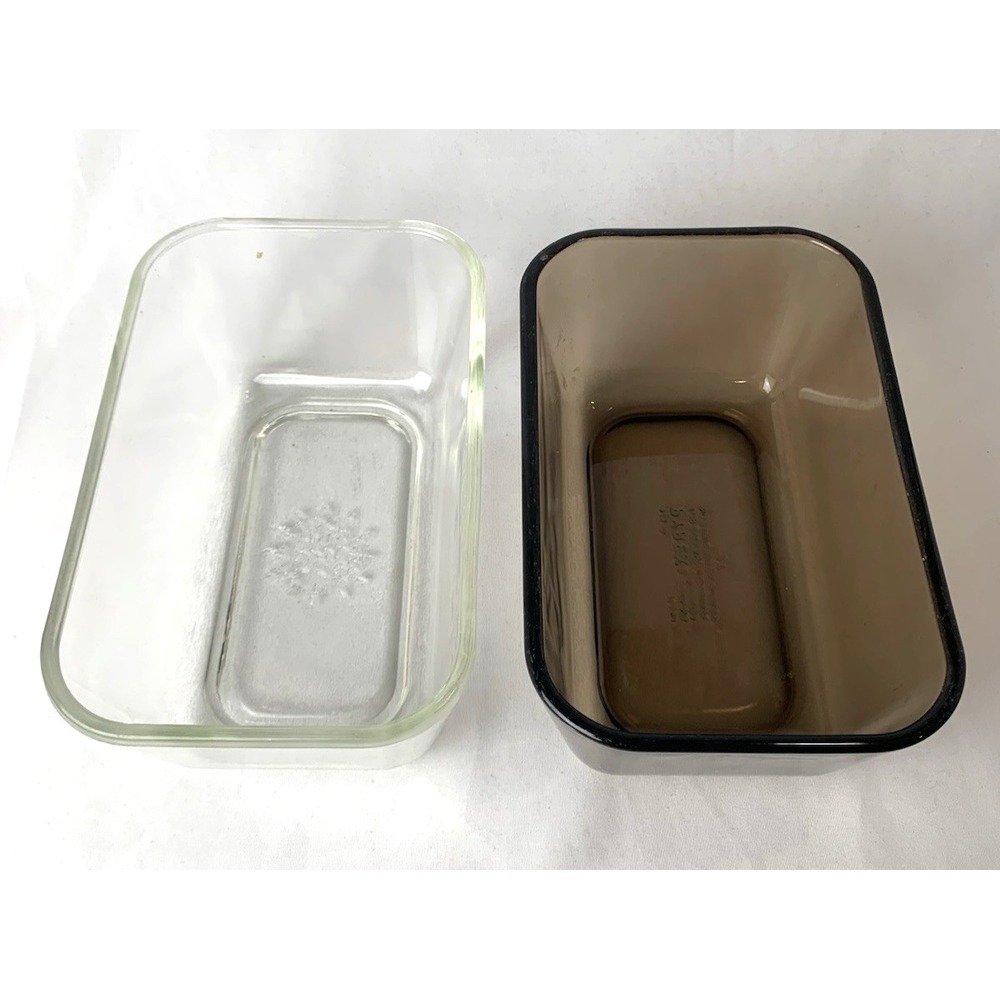Pyrex Refrigerator Dishes Clear Amber 502-B Set of 2 NO LIDS